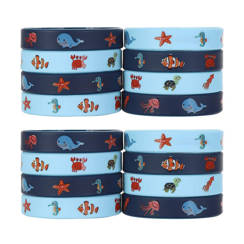 24 Pack Under the Sea Silicone Wristbands Bracelets, Ocean Life Animal Birthday Decoration Party Favors for Kids - PawsPlanet Australia
