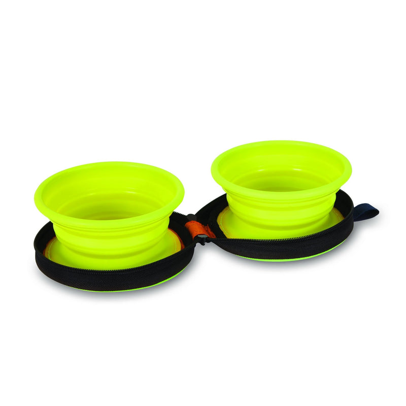 Petmate Silicone Duo Travel Bowl 1.5 CUP Navy Blue/Go Go Green - PawsPlanet Australia