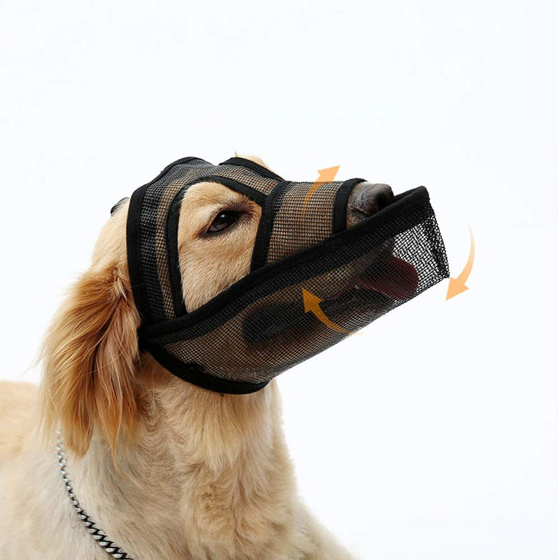 Qchomee Long Snout Dog Muzzle Breathable Nylon Dog Mouth Mask Cover with Adjustable Loop Soft Dog Training Muzzle for Small Medium Large Dogs Prevent Biting Barking Chewing and Eating,Black M M(head circum36-41CM) - PawsPlanet Australia