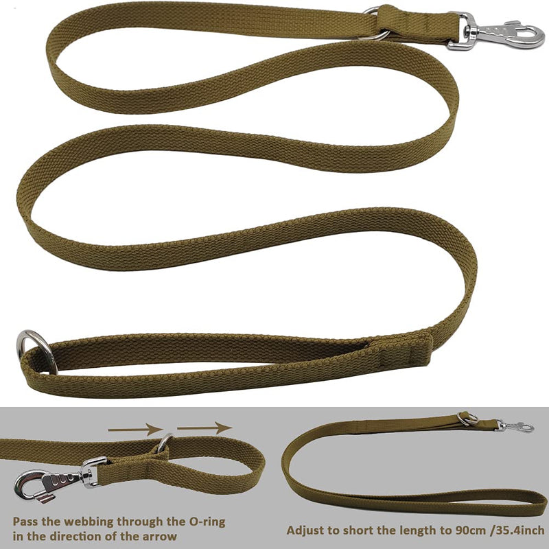 Hoanan 6ft Heavy Duty Tactical Dog Leash, Military Style Thick Nylon Strong K9 Dog Leash for Outdoor Walking Hunting Hiking, Coyote Brown 1 in x 6ft - PawsPlanet Australia