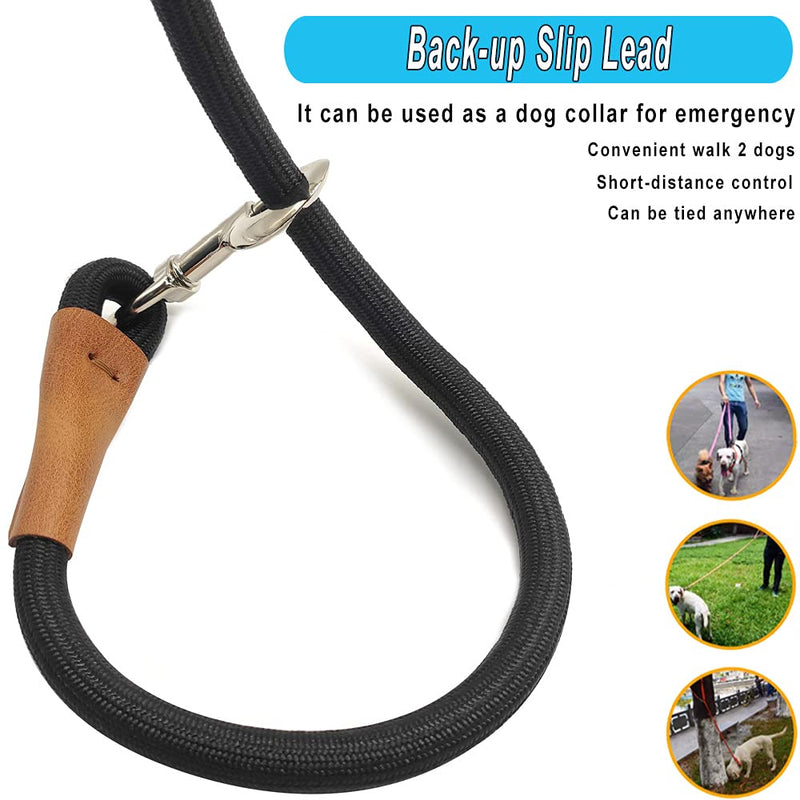 YUCFOREN 6 Foot Dog Tie Out Rope Leash, Heavy Duty Climbing Nylon Basic Leash for Camping, Indoor, Outdoor and Front Yard 0.3in.x 6ft.(for dogs weight 0-18lbs.) Black - PawsPlanet Australia