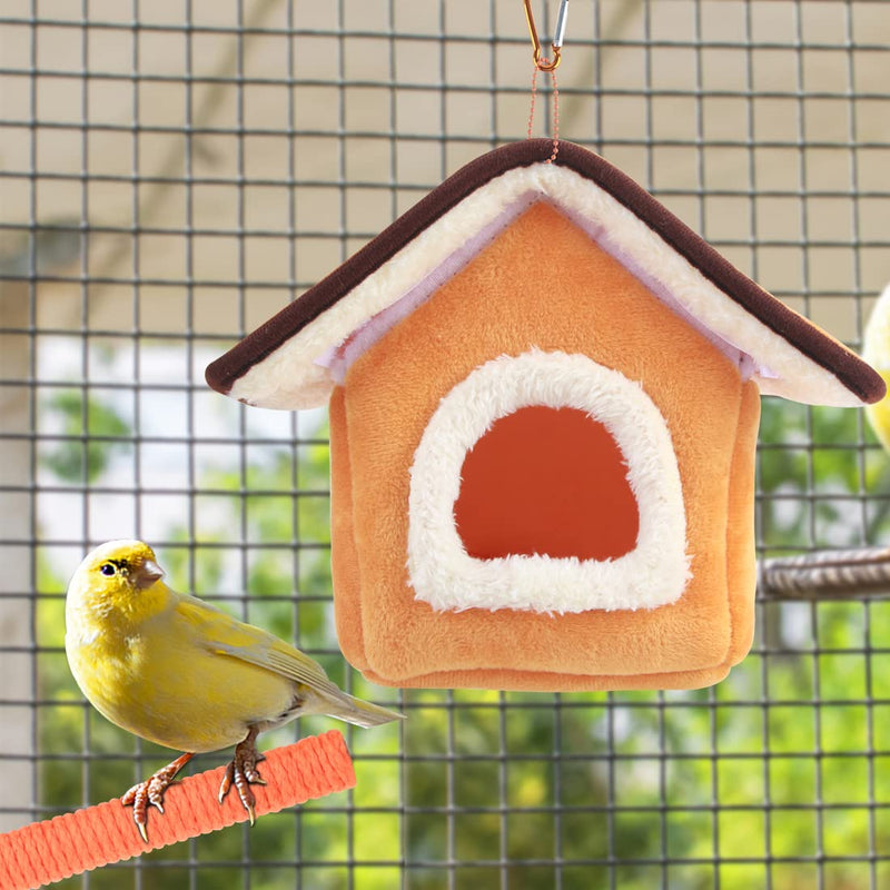 BundleMall Bird Hanging House Hammock Cozy Nest Parrot Hiding House Perches Standing Pole Bird Cage Accessories for Cockatiel Parakeet (Set-A) Set-A - PawsPlanet Australia