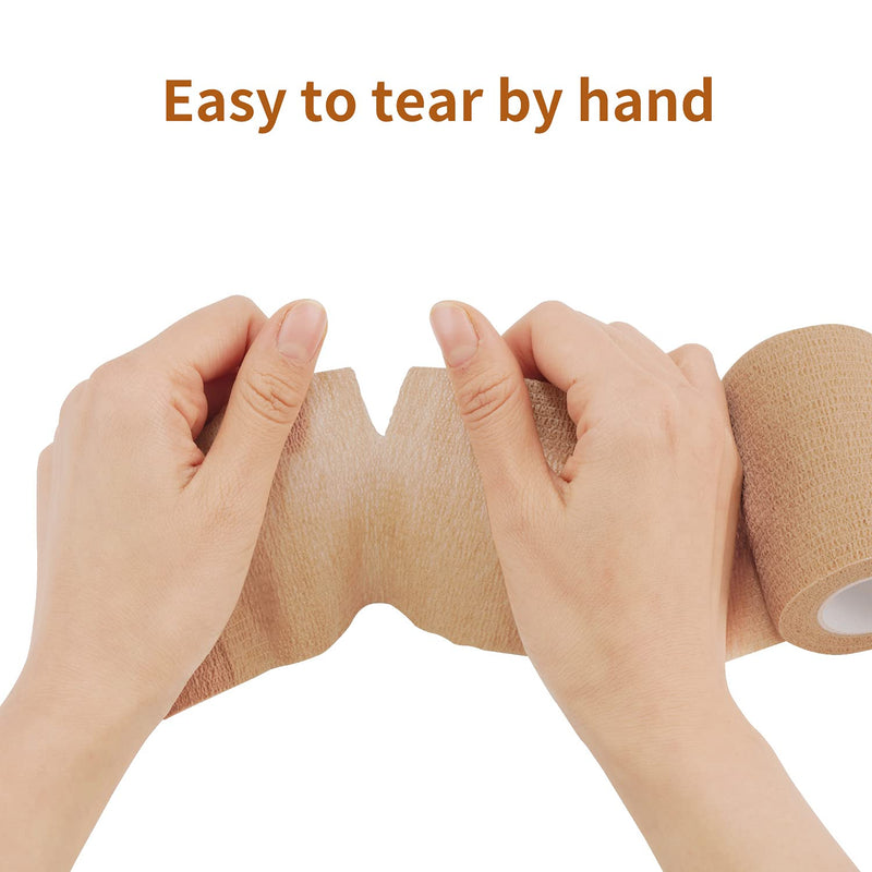Cohesive Bandages Tape 10cm x 4.5m, 12 Rolls Self Adhesive Bandages, Pet Vet Wrap for First Aid, Sports, Horses, Dogs (Beige) - PawsPlanet Australia