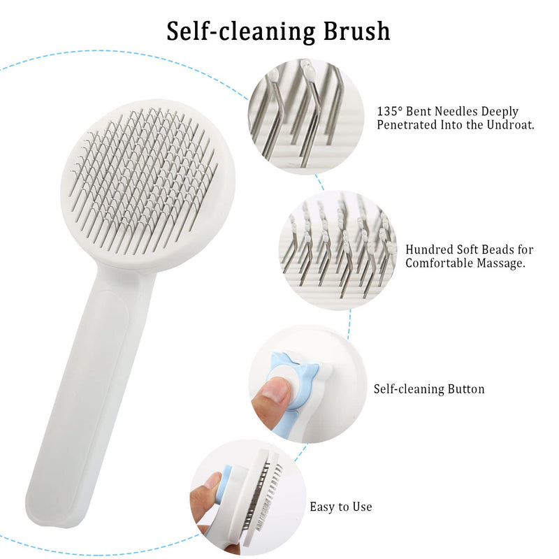 Pet Grooming Brush 5 in 1, Double Sided 9+17 Stainless Steel Undercoat Brush with Dog Comb and Claw Trimmer, Animal Hair Brush for Large, Medium, Small Dogs and Cats - PawsPlanet Australia