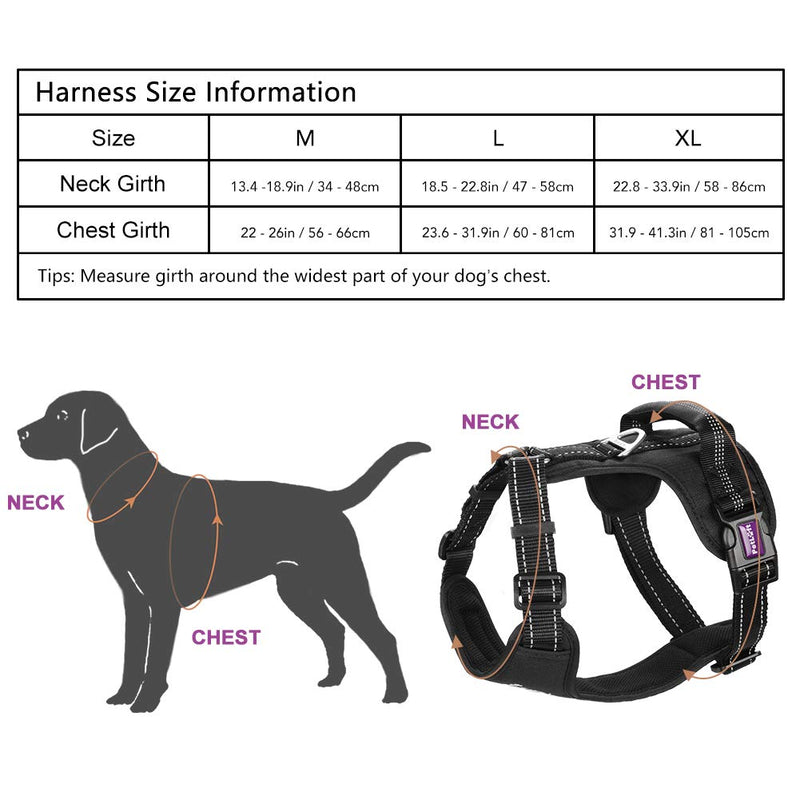 [Australia] - PETLOFT Big Dog Harness, Adjustable No Pull Dog Harness with Stainless-Steel Rings, Pet Reflective Vest Harness Easy Control for Small Medium Large Dogs L Black 