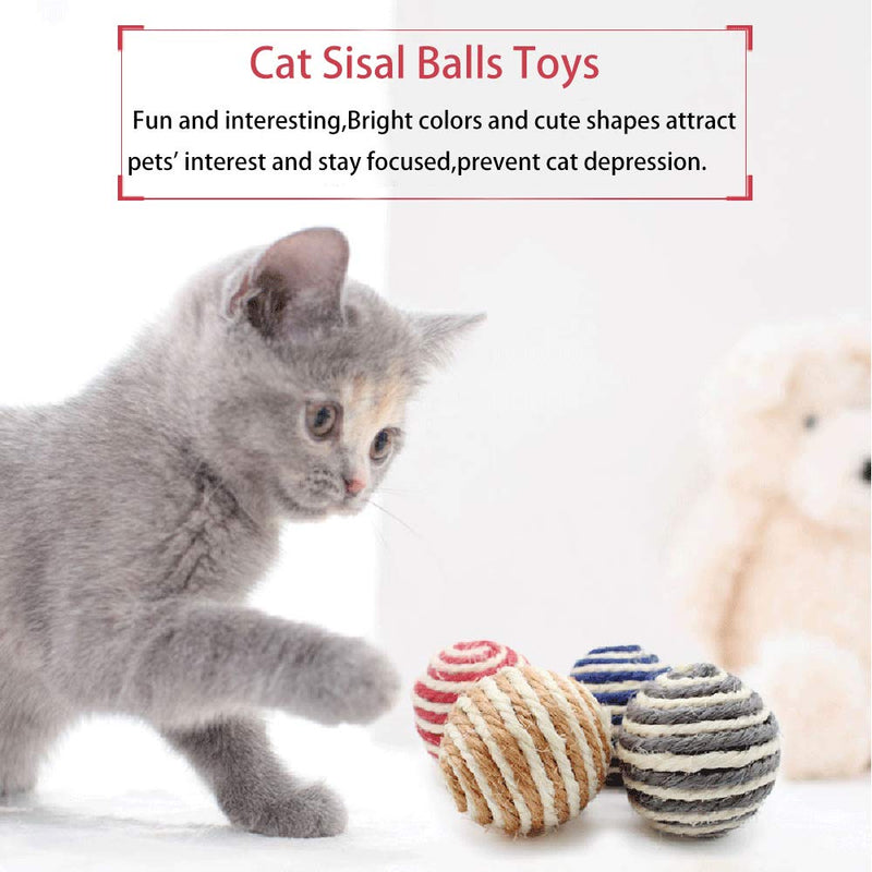 Cat Toy Balls, 12PCS Interactive Cat Toy Balls, Cat Toy Balls with Bell, Cat Sisal Balls Toys, Cat Toy Balls Soft, Cat Interactive Toys for Cats Kitten Indoor Outdoor(Random Color) - PawsPlanet Australia