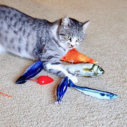 [Australia] - Youngever 7 Cat Toys Assortment with 5 Refillable Catnip Fish Cat Toys and 2 Catnip Fur Mouse Cat Toys, Extra Catnip for Refill, for Cat, Puppy, Kitty, Kitten, Ferret, Rabbit 