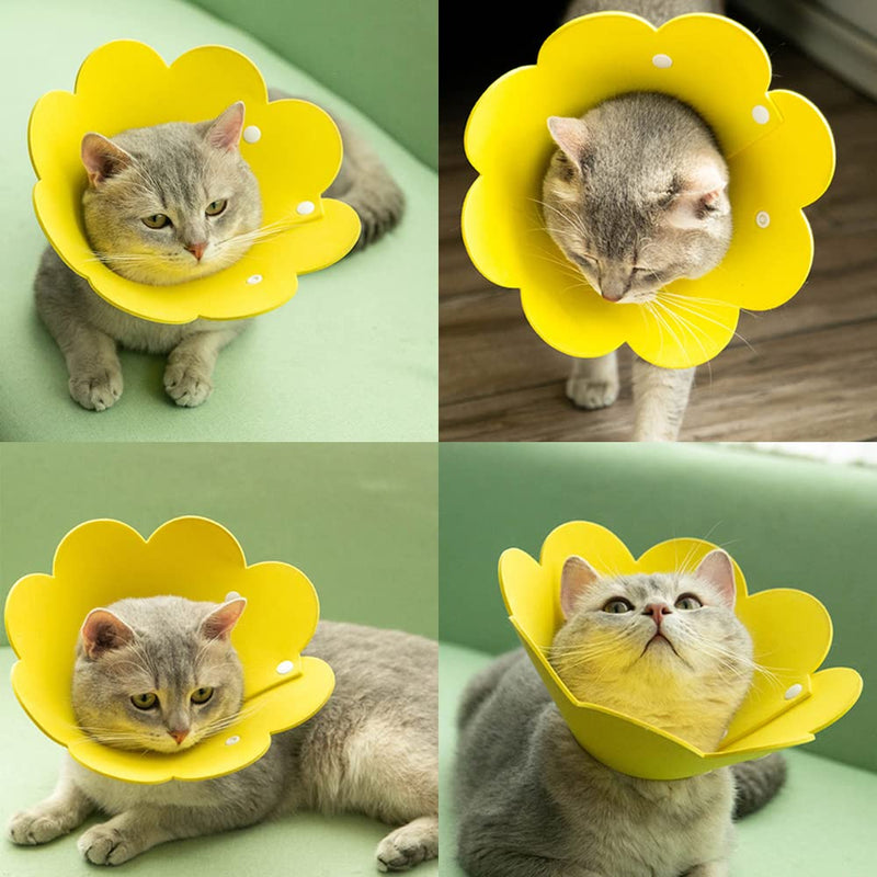 Cdemiy Protective Collar Cat Neck Brace, 2 Pieces Pet Neck Brace Anti-lick, Adjustable Soft Collar, Cat Collar for Protective Collar Recovery from Wound (M, Yellow and Blue) - PawsPlanet Australia