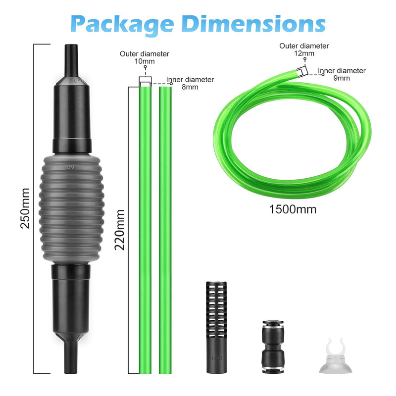 Aquarium Vacuum Siphon and Algae Scraper Small Kits, Fish Tank Cleaning Tools,Algae Scraper is Suitable for Aquarium Glass Cleaner, Aquarium Siphon is Suitable for Gravel Cleaning and Water Change. - PawsPlanet Australia