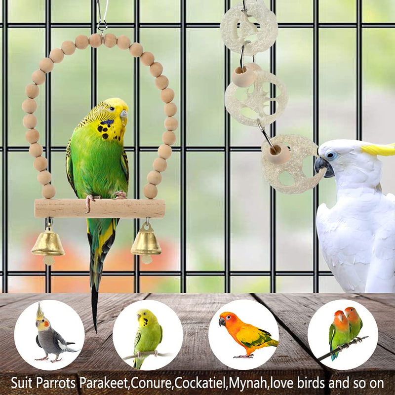 Bird Parrot Toys Swing Hanging Bird Cage Accessories Toy Perch Ladder Chewing Toys Hammock for Parakeets,Cockatiels,Lovebirds,Conures,Budgie,Macaws,Lovebirds,Finches and Other Small Pets - PawsPlanet Australia