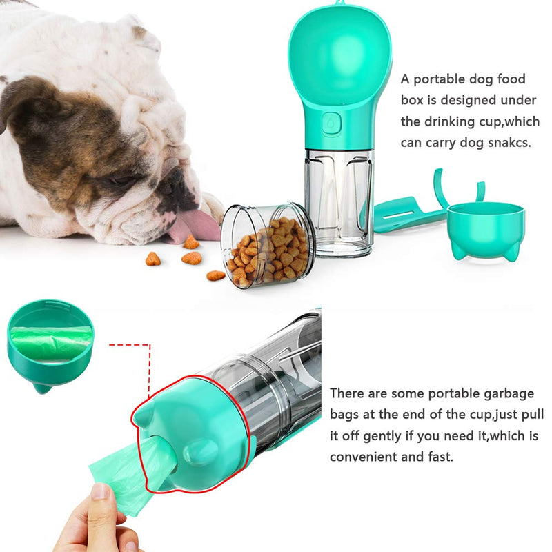 Dog Water Bottles,Portable Travel Dog Water Bottle for Walking,300ML Lighting Pet Drinking Water Bottle Dispenser,Leak Proof Puppy Water Bottles with Food Box Poop Shovel Eco Bags for Healthy Playing Blue - PawsPlanet Australia