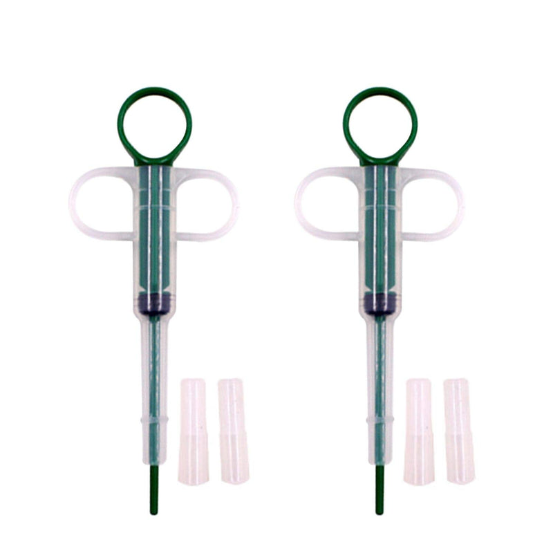 [Australia] - Apoi Pet Pill Syringe [2 Pack] Pet Pill Dispenser Dogs and Cats Medicine Feeder with Silicone Soft Tip Medical Feeding Tool Kit Reusable Extremely Convenient - Green 