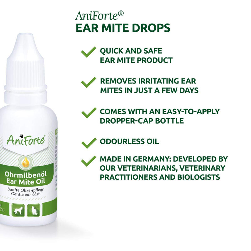 AniForte Ear Mite Drops 20ml for Dogs, Cats, Rodents and Pets: Treatment for Pets and Animals to Kill & Remove Ear Mites, Ear-Drops - PawsPlanet Australia