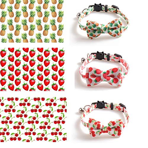 FEimaX Cat Collar , Summer Fruit Series Adjustable Cat Collars with Bow Tie , Removable Festival Gift Cat Collars - Soft &Comfy , for Small Medium Pets (Avocado) Avocado - PawsPlanet Australia