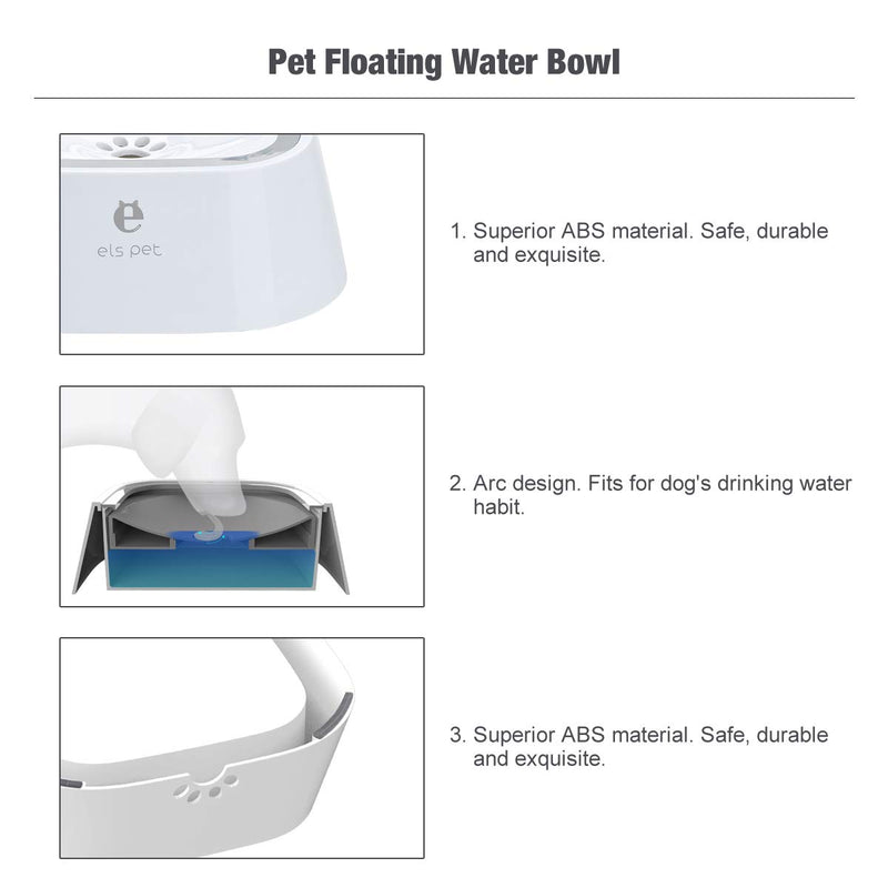 Dog Water Bowl, Splash-Free, No Spill, Anti-Choking Dog Bowl, Vehicle Carried Pet Water Bowl for Dog, Cat, Puppy, Kitty, 1.5L Large Capacity (White) White - PawsPlanet Australia