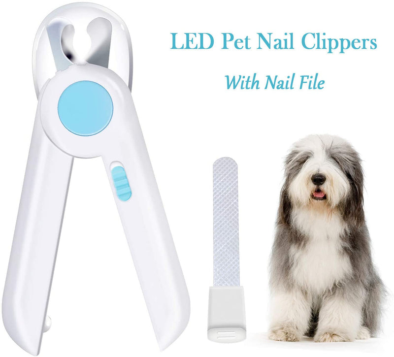RCPLAGA Nail Clippers with LED Light for Dogs Cats, 2-in-1 Claw Scissors and Dog Nail Grinder with Nail File and Splash-Proof Guard for Medium Small Pets Blue - PawsPlanet Australia