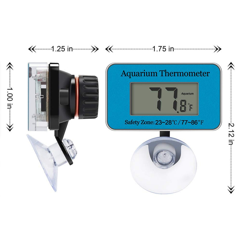 UPLY Betta Aquarium Thermometer LCD Digital Fish Tank Thermometer Waterproof Tank Thermometer with Suction Cup Fresh Water Salt Water - PawsPlanet Australia