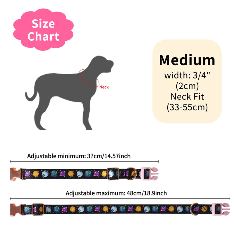 Adjustable Dog Collar, Simple Dog Collars with Double Layer Webbing Durable Nylon Puppy Collars with Buckles Pet Collars for Medium and Large Dogs (Universe) Universe - PawsPlanet Australia