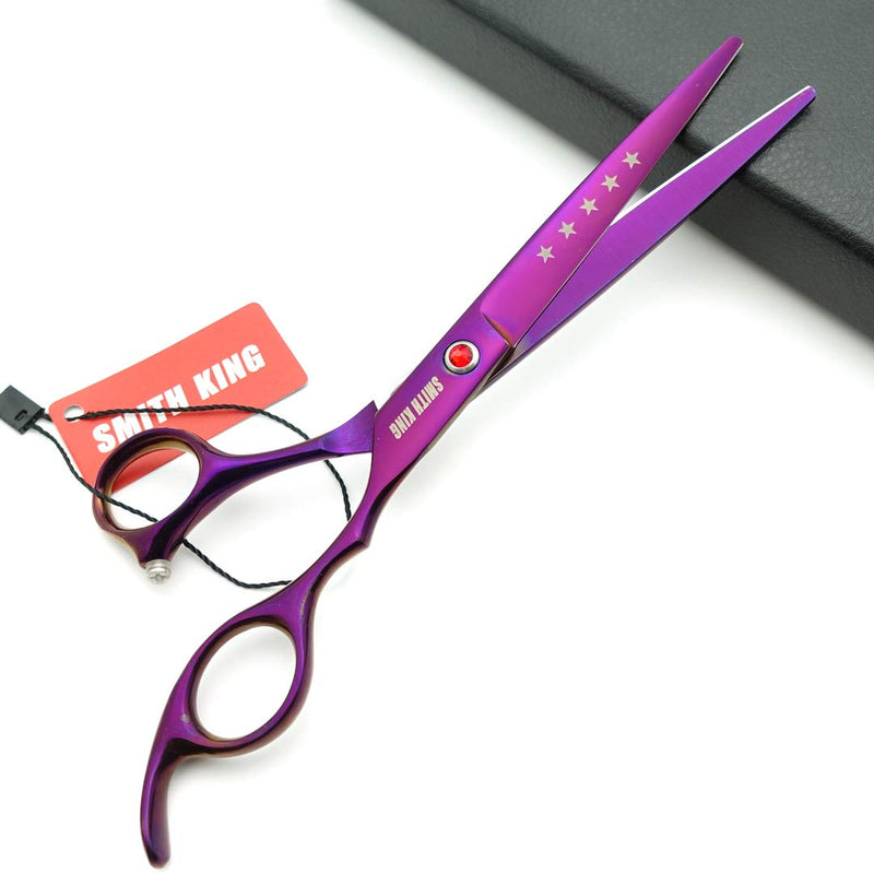 [Australia] - 7.0in Professional Pet Grooming Scissors Set,Straight & Thinning & Curved Scissors 4pcs Set for Dog Grooming Violet 