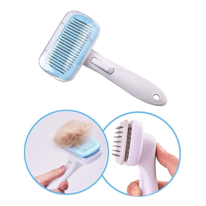 3 in 1 Self Cleaning Slicker Brush with Nail Clipper and Trimmer Set,Cleaning Grooming Comb-Quick Sensor Sharp Clippers-Free Nail File-for Dogs and Cats- Professional Grooming Tool for Pets - PawsPlanet Australia