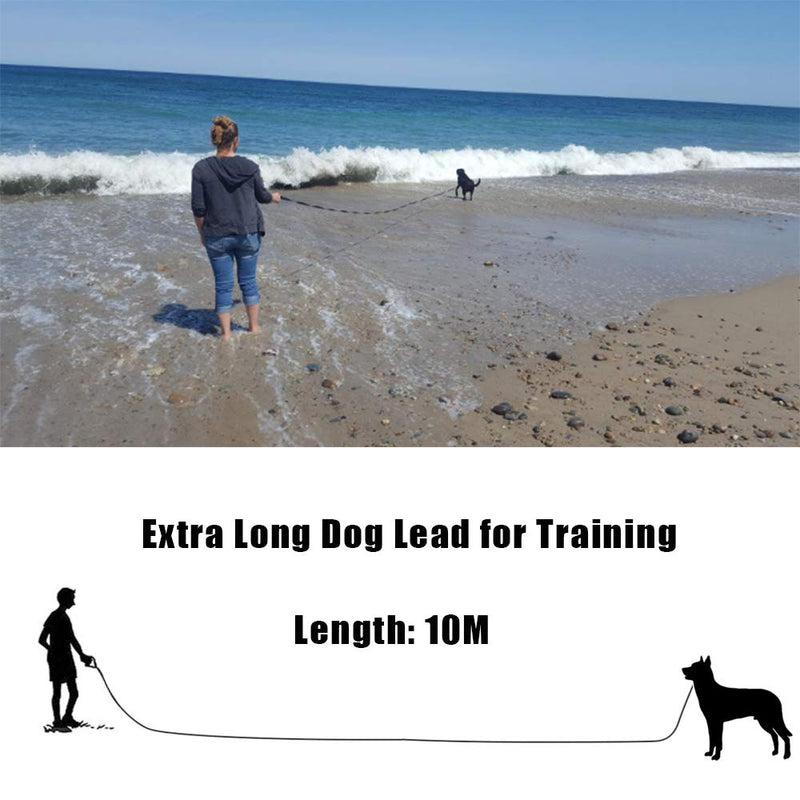 DELEE Dog Training Lead 10m Long Dog Lead Extra Long Line Dog Lead 10m Long Dog Training Lead Extra Long Line Training Dog Lead Long Line Lead for Dog Tracking Training Obedience Lead (10m, Black) - PawsPlanet Australia