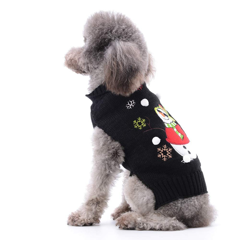 TENGZHI Pet Christmas Dog Jumper, Warm Winter Costumes for Puppy Dogs and Cats, Xmas Christmas-inspired Pullover Features with 3D pom-pom or Jingle Bells X-Small Snowman - PawsPlanet Australia
