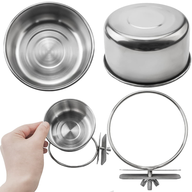 MotBach 3 Pieces Stainless Steel Bird Feeding Dish Cups, Bird Feeder Parrot Food Water Bowls with Clamp, Pet Cage Cups Holder for Bird Parrot Cockatiel Conure Budgies Parakeet Small Animal - PawsPlanet Australia
