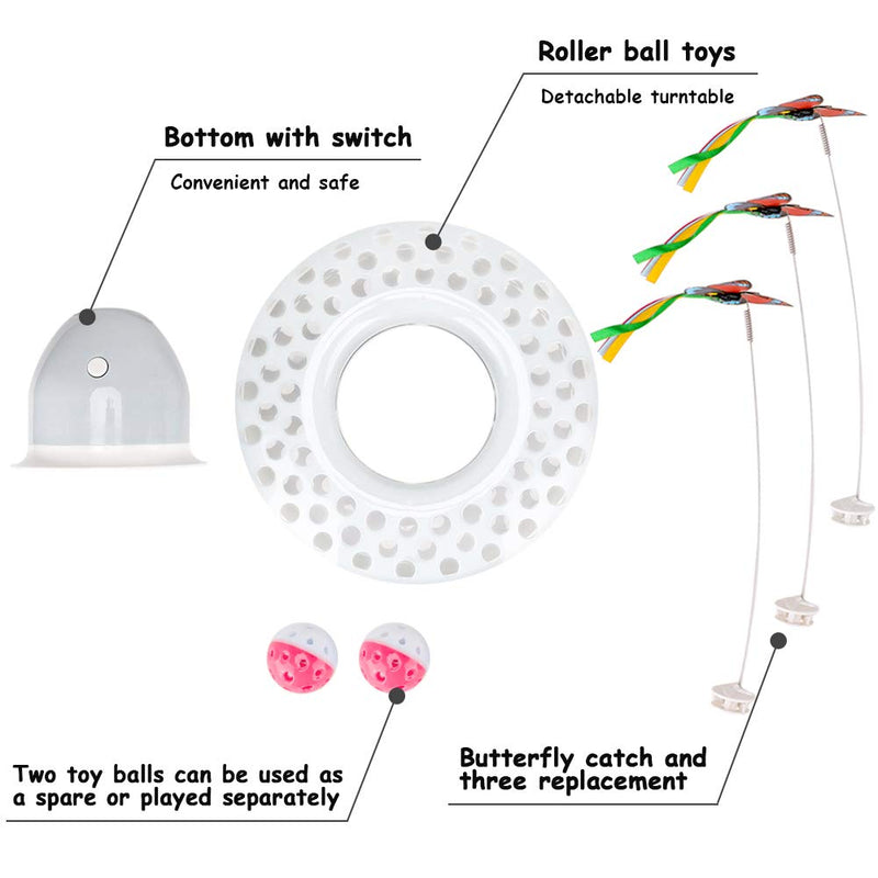 Interactive Cat Toys - Automatic Electric Rotating Butterfly & Ball Exercise Kitten Toy,Funny Cat Teaser Toys for Indoor Cats,2 Butterfly Replacements grey - PawsPlanet Australia
