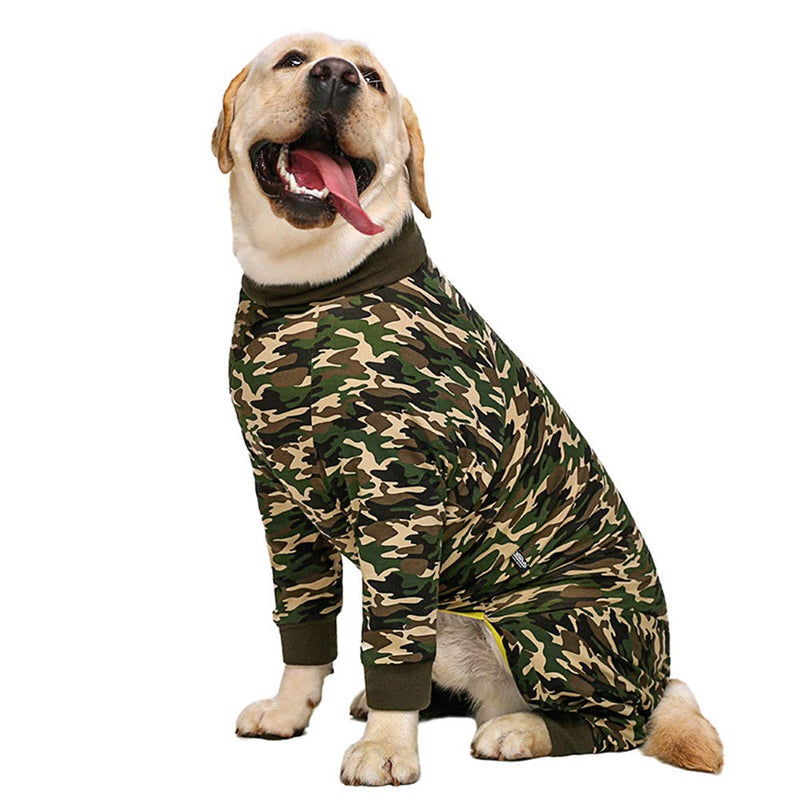 Dog Clothes, Beautiful Elastic Dog Pajamas Sleepwear Anti-Hair Dustproof Four Legged Jumpsuit Clothes for Medium Dogs Large Dogs (26, Green, Camouflage) 26#:Back Length:14.9in Green - PawsPlanet Australia