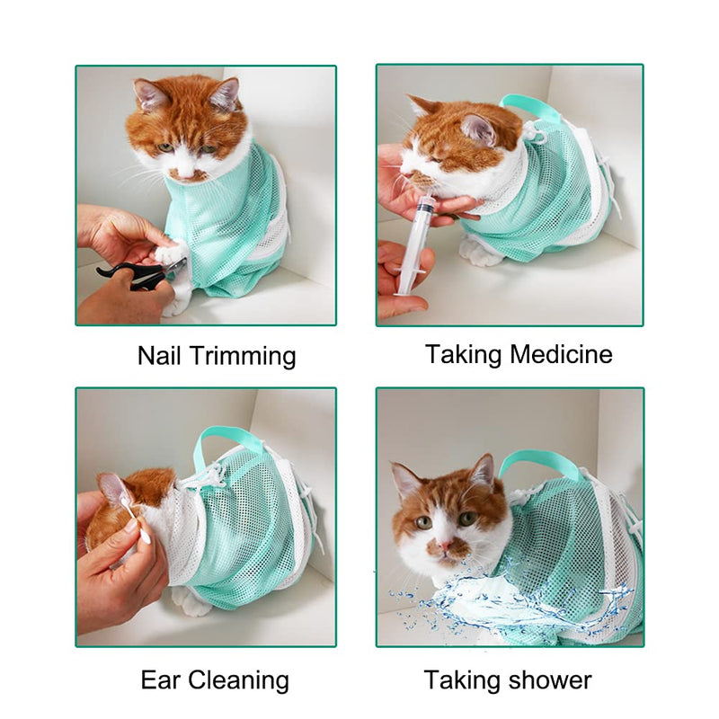 SUCIMI Cat Bathing Bag Adjustable Breathable Mesh Anti Bite & Anti-Scratch Grooming Bag for Kitty Puppy Bathing Injecting Examining Nail Trimming Pink - PawsPlanet Australia