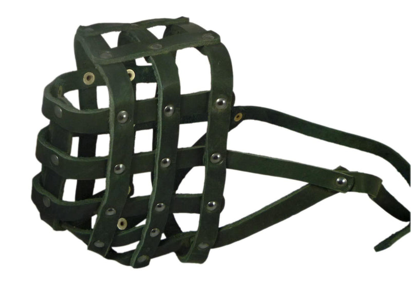[Australia] - Real Leather Dog Basket Muzzle #115 Black (Circumference 18", Snout Length 4.7") Mastiff, Great Dane 