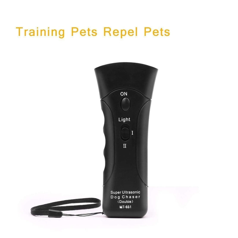 [Australia] - UVER Handheld Dog Repellent, Ultrasonic Infrared Dog Deterrent, Bark Stopper + Good Dog Training Repellent Handheld Portable Electronic Trainer with Bright LED Flashlight, Waterproof Dog (Black) 