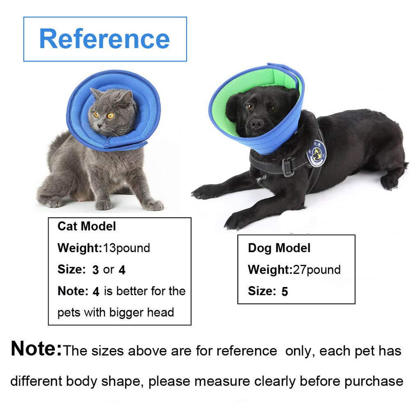 HanryDong Dog Breathable Mesh Recovery Elizabethan Collar, Cat Soft Comfy Adjustable E-Collar, Double Side Blue Green Quicker Healing Pet Cone, Soft Edges,Anti-Bite/Lick for Cat, Dog, Rabbit. Size 4 Size4 (11.02-12.20in,for cats and small dogs) - PawsPlanet Australia
