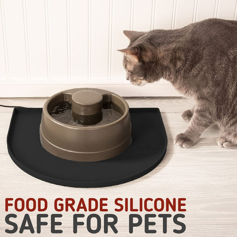 Leashboss Fountain Mat, Silicone Water Mat Designed for Pet Fountains, Dog Gravity Water Bowls, Automatic Dispensing Cat Feeders Small - 14 x 12 Inches Black - PawsPlanet Australia