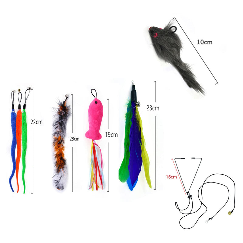 BLACKCUP 9 Pieces Interactive Cat Toy Toy, Cat Toy for Hanging on the Door, Feather Dangler Cat Toy for Kittens and (9 PCS) 9 PCS - PawsPlanet Australia