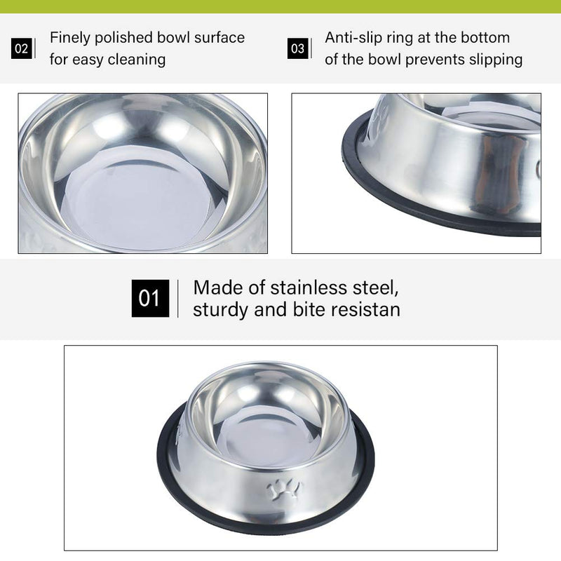 upain 3 Pieces Cat Bowls Non Slip Stainless Steel Pet Feeding Bowls Cat Feed Bowl Cat Water Bowl for Cats Puppies Rabbits Small Dogs - PawsPlanet Australia