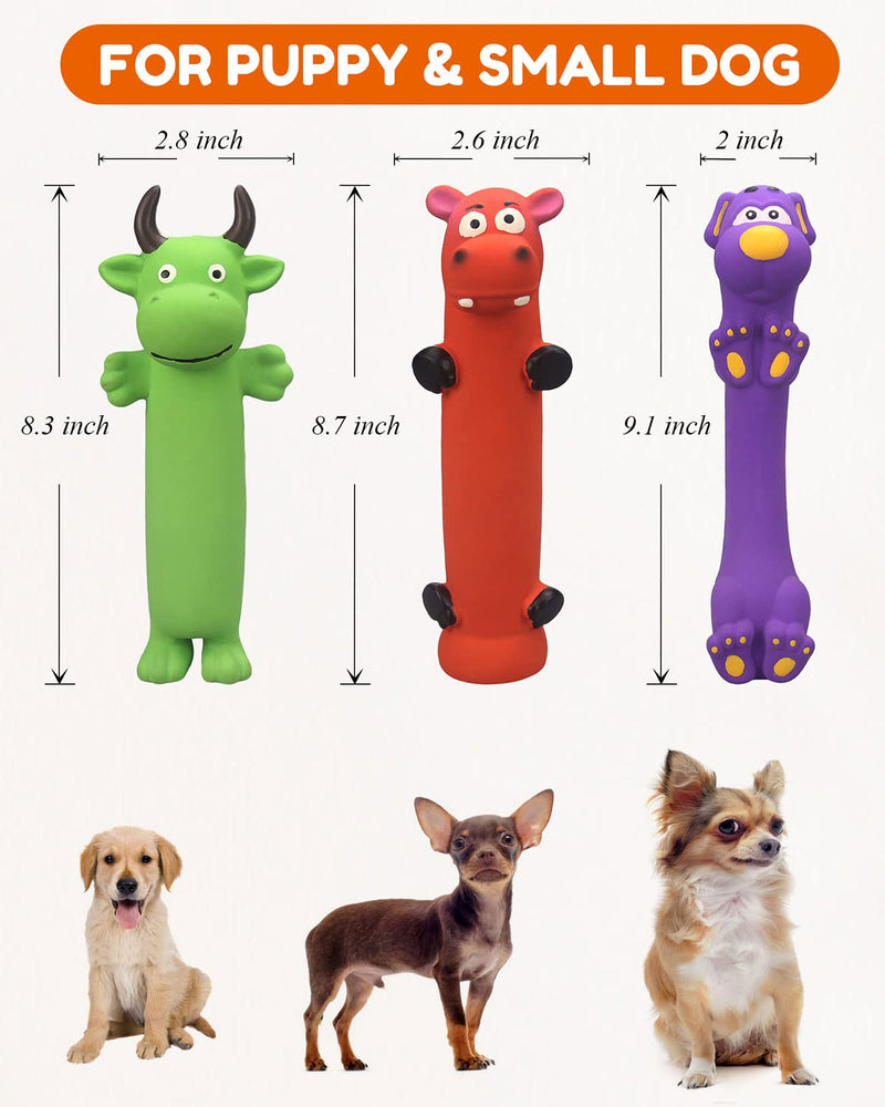 PWEITUOET 9" Squeaky Dog Toys for Small Dog, 3 Pack Funny Rubber Dog Squeaky Toys, Latex Dog Chew Toys for Puppy - PawsPlanet Australia