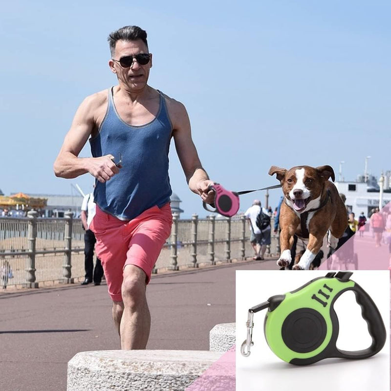 Retractable dog leash, extendable dog leash, dog leash for dogs, 5 m, long dog leash, retractable leash for dogs, non-slip soft rubber handle, tangle-free extendable for small medium dogs-green - PawsPlanet Australia