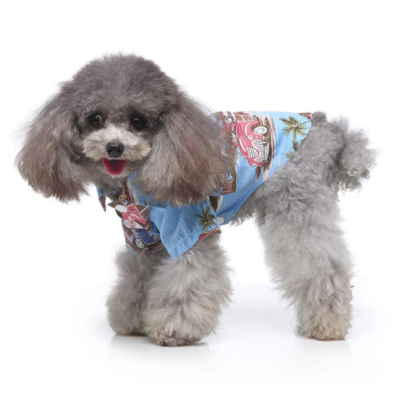 Tangpan Hawaiian Beach Coconut Tree Print Dog Shirt Summer Camp Shirt Clothes Medium Light Blue - PawsPlanet Australia