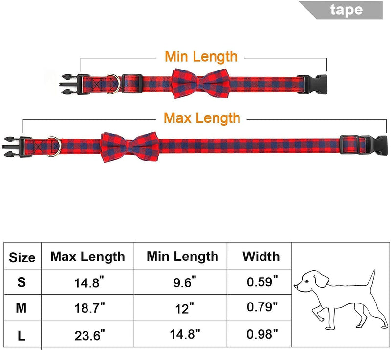 Leather Designer Puppy Dog Cat Bow Tie Collar Quick Release Checked Tartan Plain Small Medium Large (Small, Orange Check) - PawsPlanet Australia