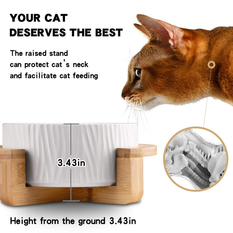 [Australia] - Ceramic Raised Cat Bowl, 20 Ounce Cat Food Bowls or Water Bowls Without Lead and Chrome, Pet Bowl with Bamboo Wooden Frame not Easily Overturned, Gifts for Cats and Puppy Pink 