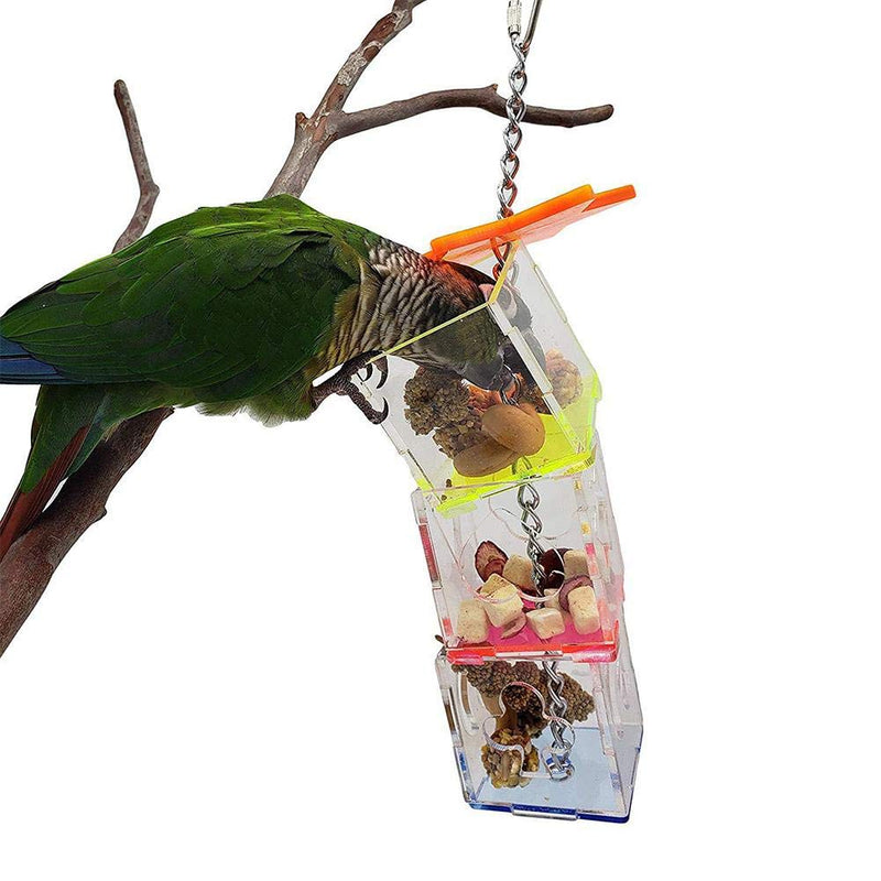 Parrot Foraging Toy Acrylic Multilayer Bird Cage Feeder Hanging Bird Intelligence Growth Training Toy for Parakeet Cockatiel Conure African Grey - PawsPlanet Australia