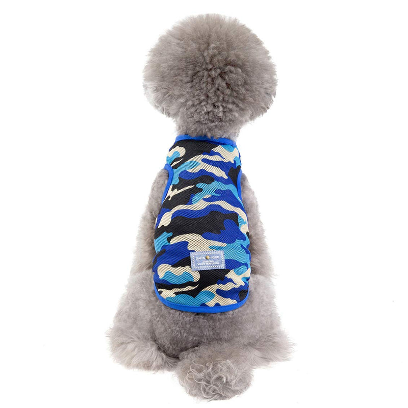 Izefia Dog T Shirt Dog Shirts Clothes Summer Tank Top Vest Camouflage Sweat Shirt Cool Summer for Small Dog Puppy Cat (Blue, S) Blue - PawsPlanet Australia