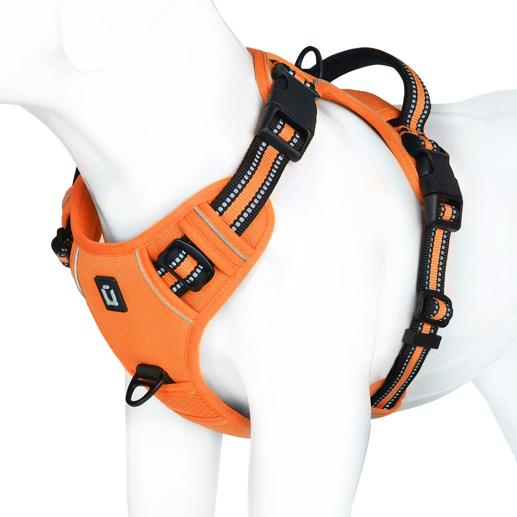 Dog Harness, No-Pull Dog Harness, Chest Harness for Small, Large, Medium Dogs, Soft Breathable Adjustable Reflective Dog Harness Anti Pull with Padded Handle M Light Orange - PawsPlanet Australia