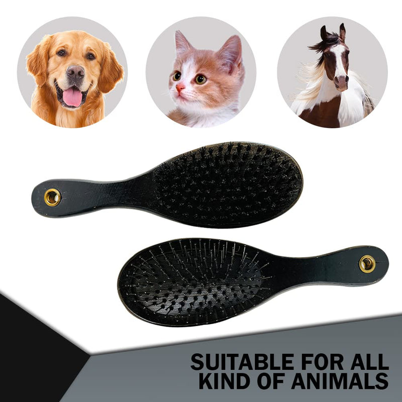 IB KOOT Wooden Dog Brushes for Grooming Double Sided Pet Hair Grooming Brush Professional Dog and Cat Brush for Shedding Ideal for Small and Long Haired Dogs (Black) Black - PawsPlanet Australia