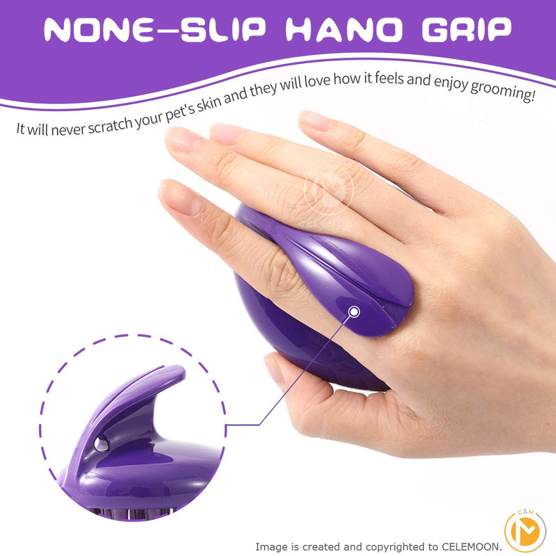 [Soft Silicone Pins] CeleMoon Ultra-Soft Silicone Washable Cat Grooming Shedding Massage / Bath Brush - Safe & No Scratching any more - Purple - PawsPlanet Australia