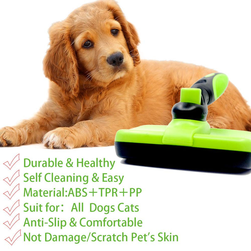 [Australia] - Pet Brush Self Cleaning Slicker Brush – 2019 for Dogs and Cats Including Easy Self-Cleaning Button, Soft Designed Grip Hand, Eliminates Loose Undercoat & Tangles Shedding & Hairballs(Green) 