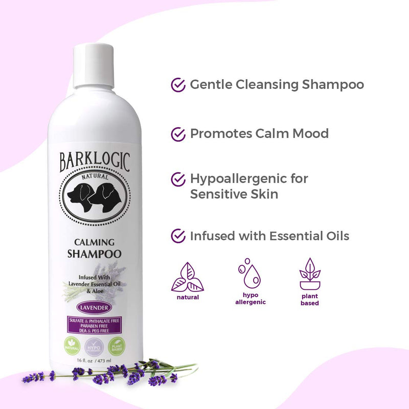 [Australia] - BarkLogic Calming Lavender Dog Shampoo and Conditioner Set | 16 oz with Essential Oils, Hypoallergenic, Plant-Based Gentle Formula for Sensitive Skin 