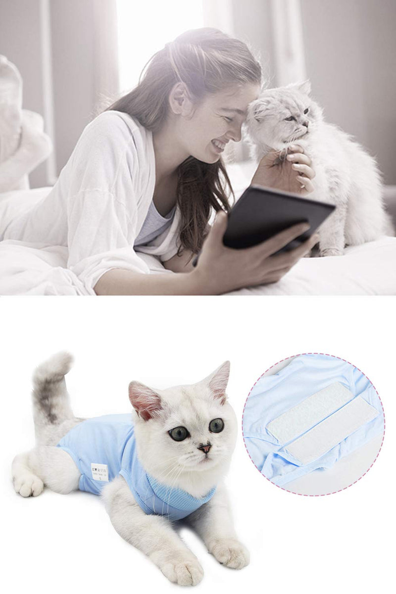 AEITPET Recovery Suit Cat, Pets Protective Clothing Recovery Suit Vest, Prevent Licking After Surgery Wear Weaning and Keep Warm Recovery Cloth Suit for Cats Dogs (M, Blue) M - PawsPlanet Australia