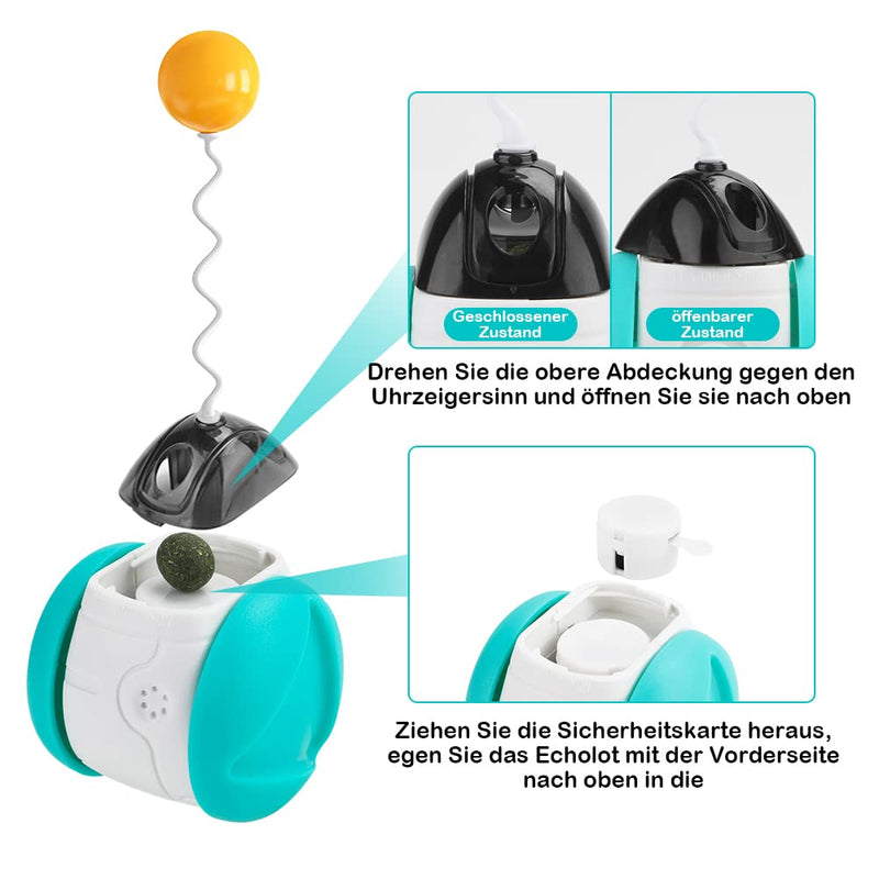 SHTALHST Cat Toy, Self-Employment, with Catnip & Birds Chirping, Funny Cat Ball, Tumbler Toy, Interactive Cat Toy, Helps Cats Increase Their Vitality Blue Lake - PawsPlanet Australia